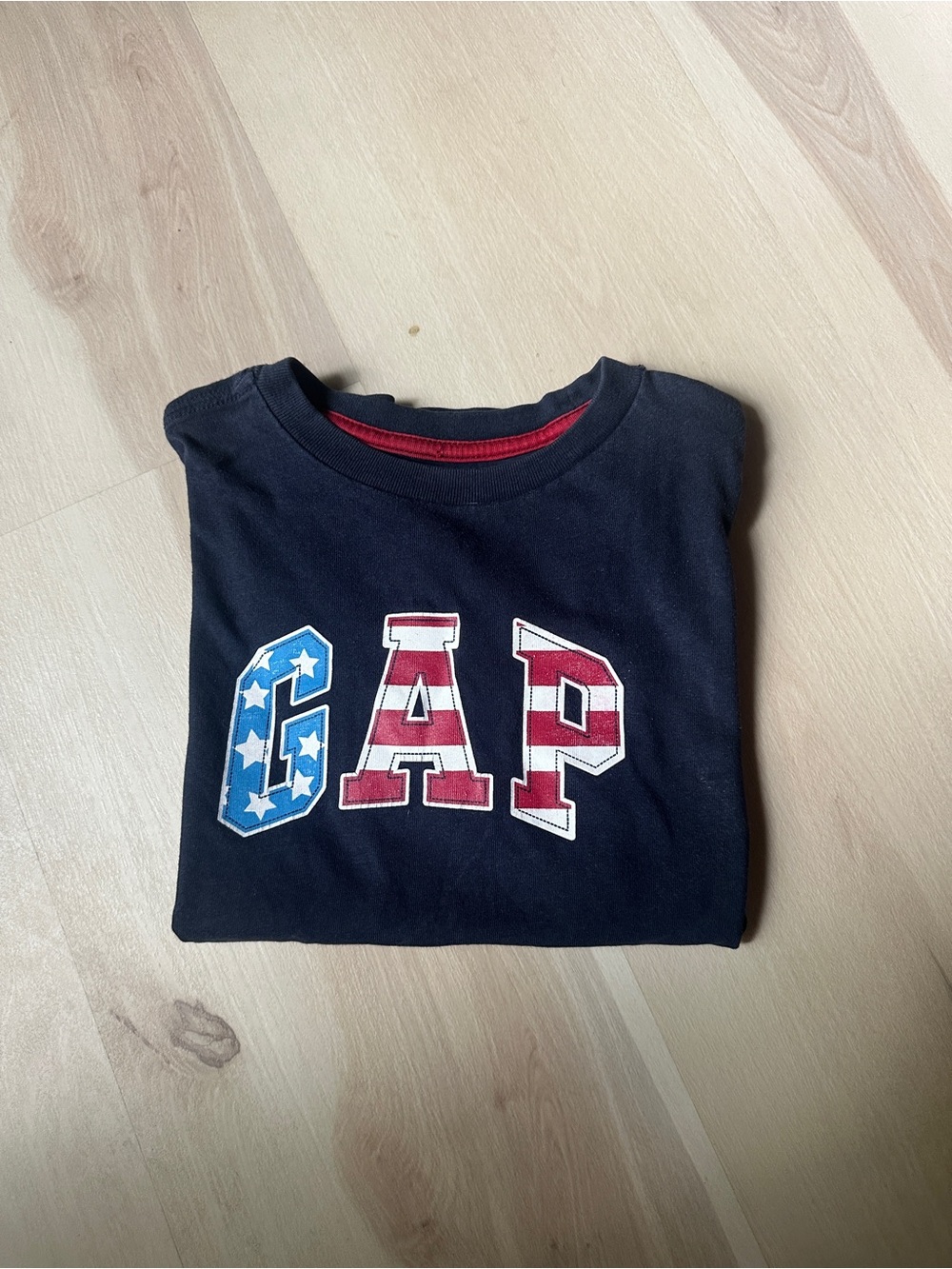 GAP Navy Short-Sleeve Tee with Red & Blue Flag Logo